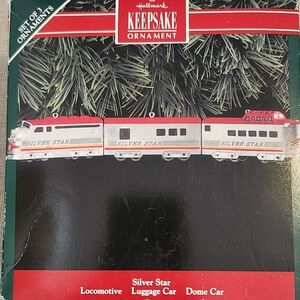 Hallmark Silver Star Train Set of 3 Keepsake Ornaments 1992